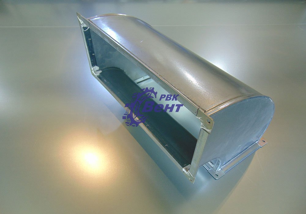 Отвод прямоугольного вентиляционного воздуховода с плавной шейкой